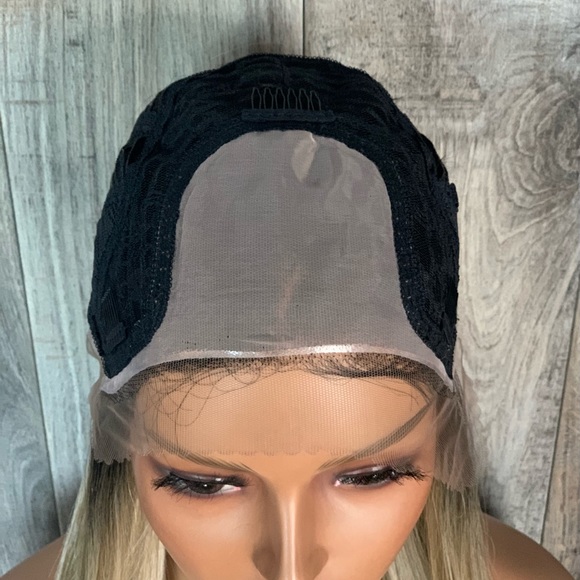 Ombre Mixed Blonde Straight Lace Front Wig - Picture 8 of 9